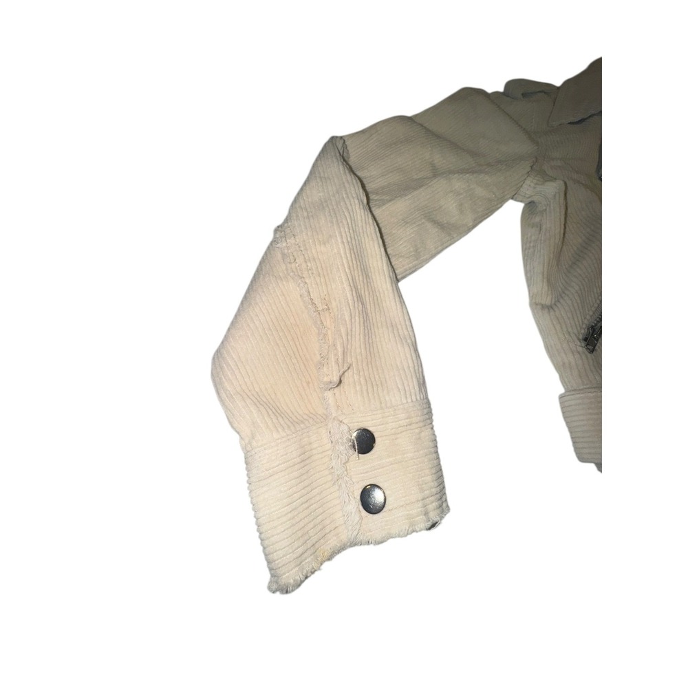 POL Womens Cream Corduroy Moto Jacket Belted Zip Front Size S - Picture 8 of 9